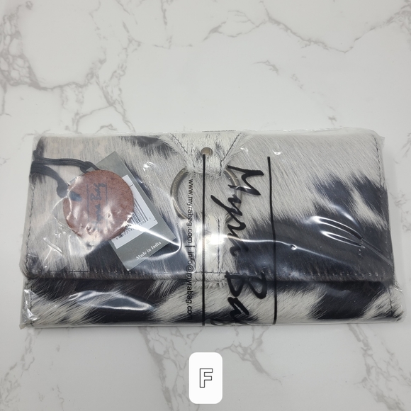 New Myra Bag Black & White Cowhide Leather Wallet - Picture 6 of 7